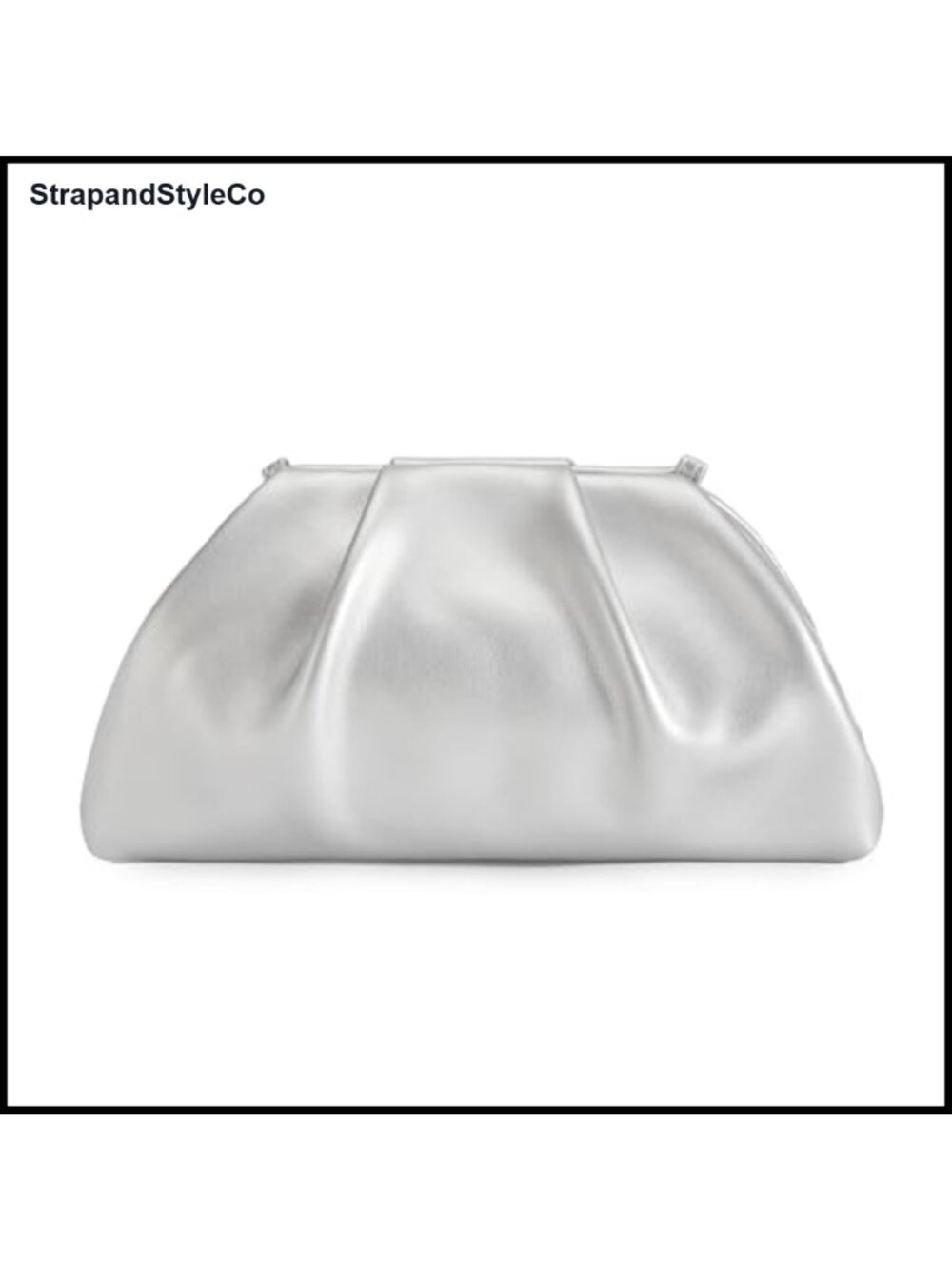 Pleated Vegan Leather Evening Clutch with Chain Strap